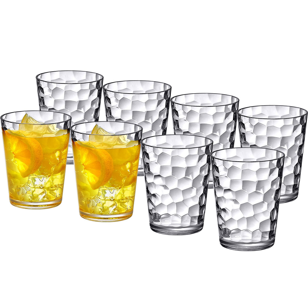 Amazing Abby - Iceberg - 10-Ounce Plastic Tumblers (Set of 8), Plastic Drinking Glasses, All-Clear Reusable Cups, Stackable, BPA-Free, Shatter-Proof, Dishwasher-Safe