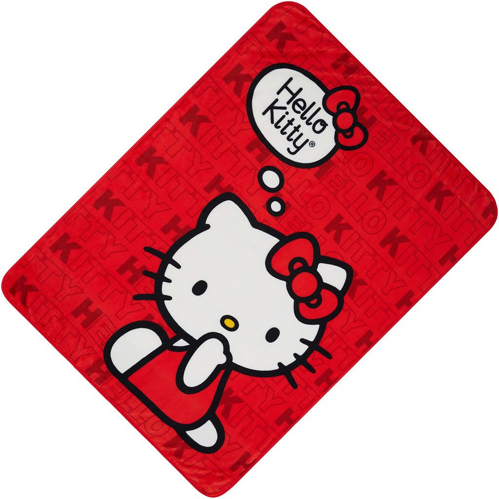 Sanrio Hello Kitty Sitting Pretty Throw Blanket 46" x 60" Soft Plush Fuzzy Fleece Blanket for Bed and Couch