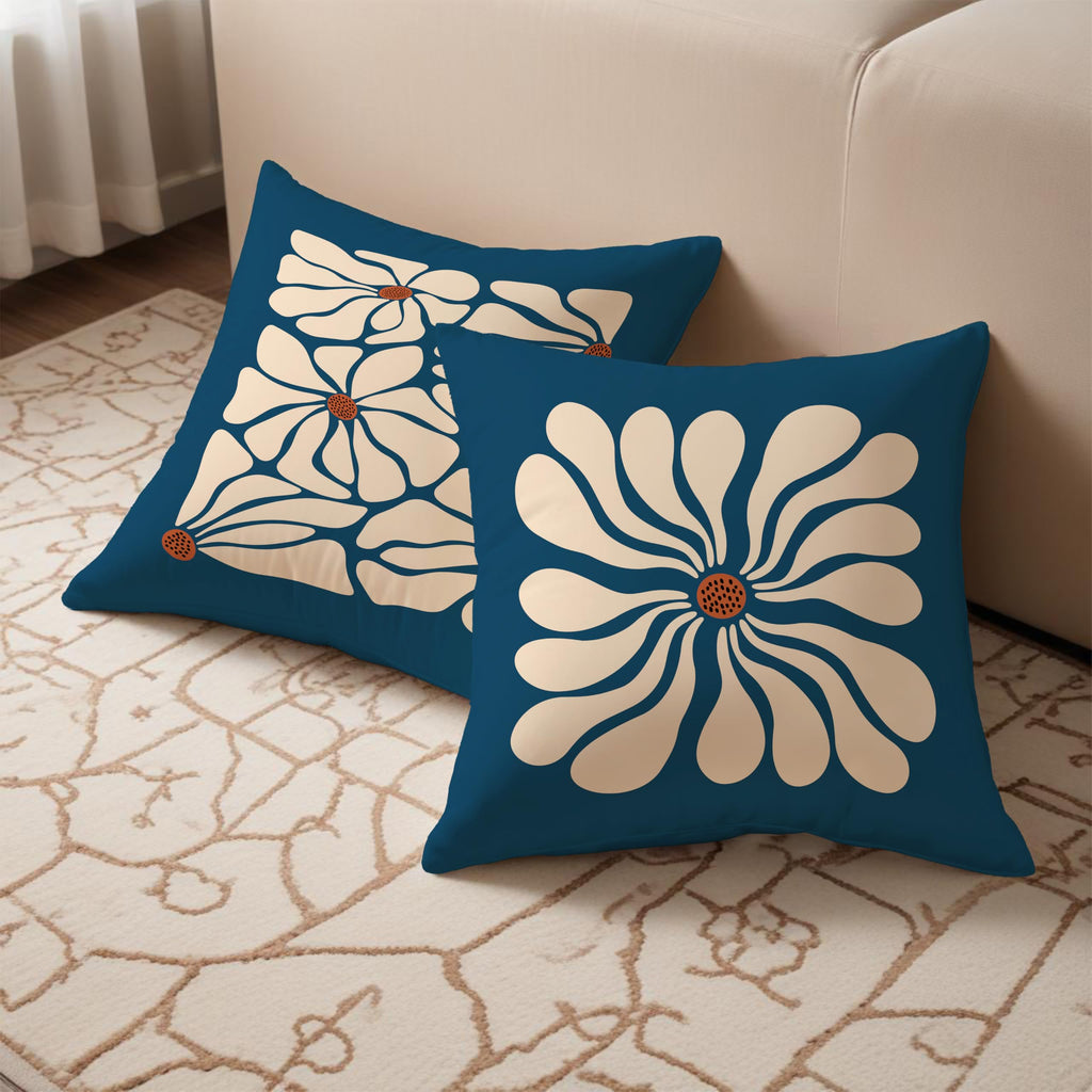 Fuasei Mid Century Modern Pillow Covers 18x18, 70 Retro Boho Hippie Beige Flower Decorative Pillow Covers for Bedroom Living Room Decor, Eclectic Pillow Covers, Mid Century Modern Decor, Set of 2