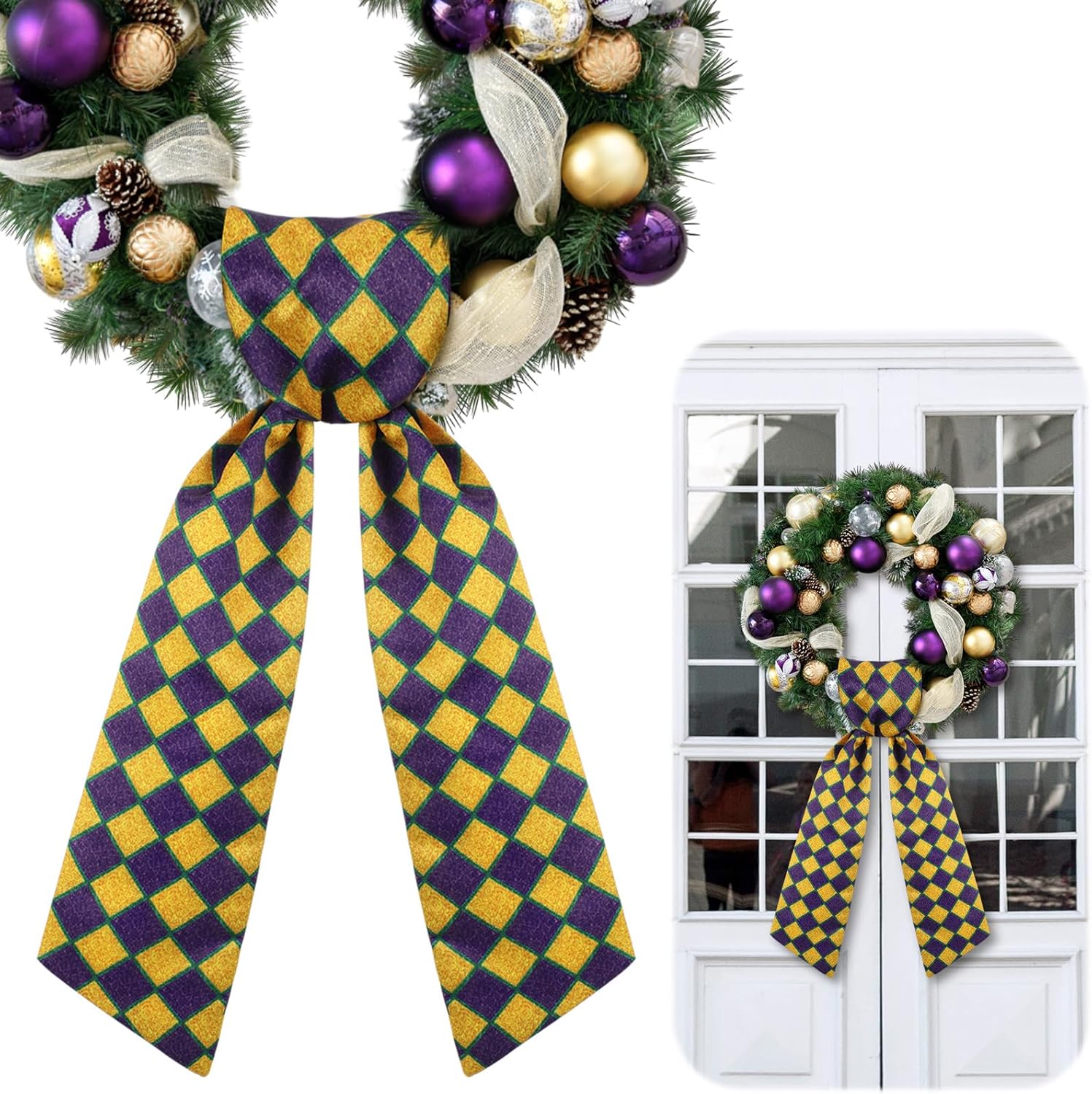 VitalCozy Carnival Wreath Sash - Elegant Satin Ribbon for Embroidery Monogram | Indoor/Outdoor Decor