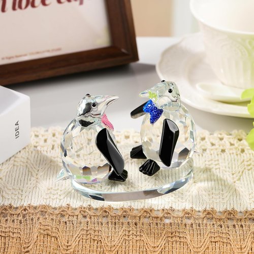 Arikyrist Crystal Penguin Figurine - Cute Glass Collectible Gift for Couples | Home Décor Statue
