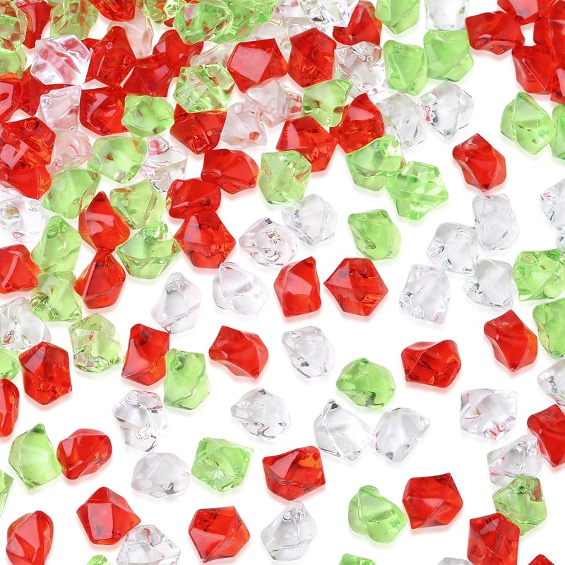 Variation of THIS listing: 500pcs Fake Ice Cubes - Iridescent Red Green Clear Acrylic Vase Fillers (0.5")