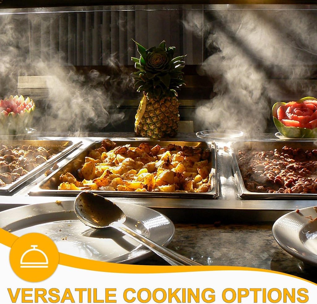 VOISEN Hotel Pans - 2 Pack Full Size 1/1 Steam Table Pans with Lids | 4" Deep, 1.2mm Thick for Catering