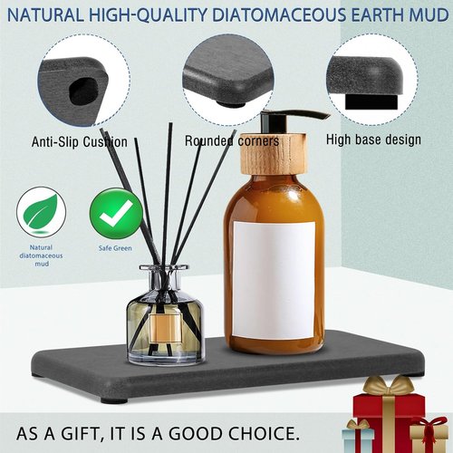 Diatomite Coasters by [Brand Name] - Quick Drying Water Absorbing Stone Tray | 4PCS for Bathroom & Kitchen