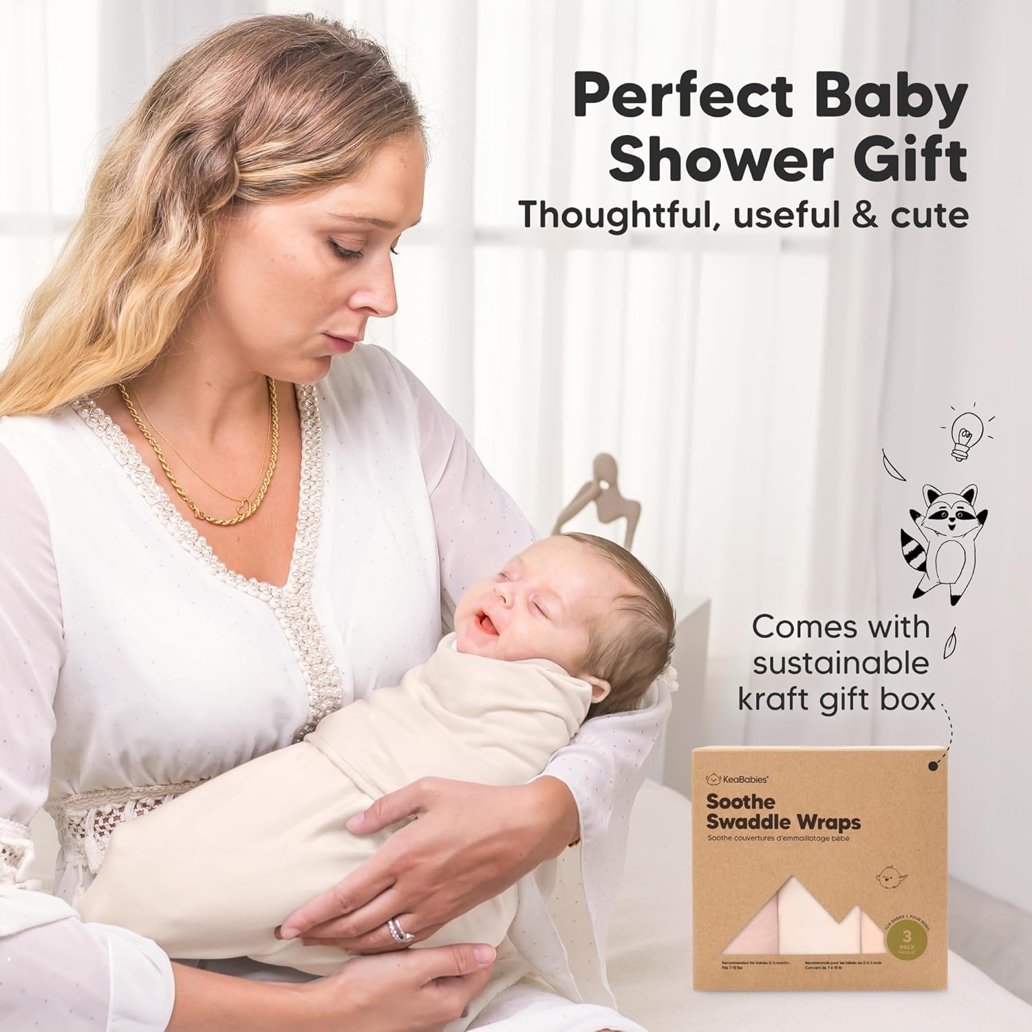 Organic Baby Swaddle Sleep Sacks by [Brand Name] - Soft & Snug for Newborns 0-3 Months | 3-Pack in Angelic
