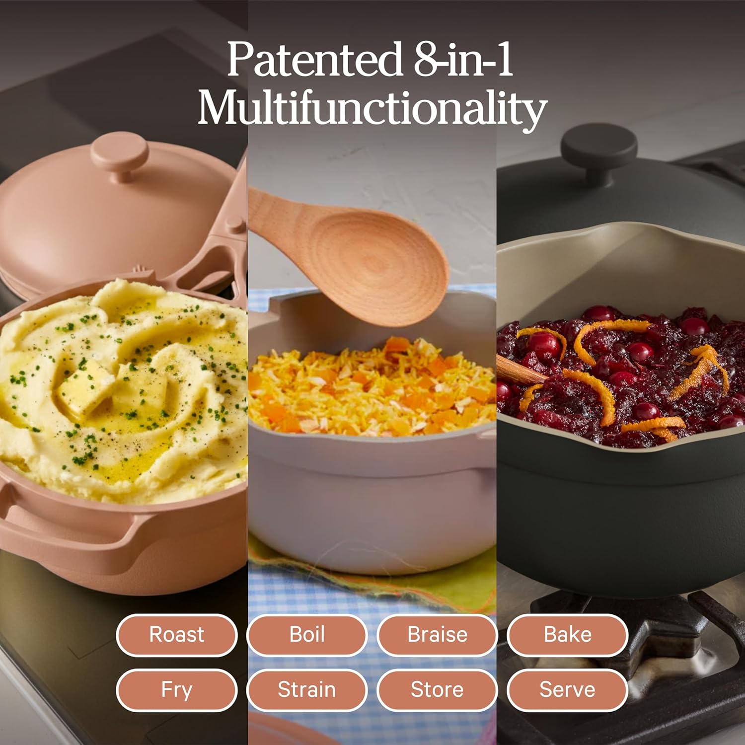 Our Place Mini Perfect Pot - 2.5 Qt Ceramic Cookware with Lid & Spatula | Patented 8-in-1, PFAS-Free, Induction & Oven-Safe up to 450°F