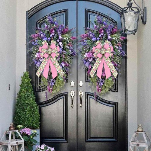 Estivaux Large Fall Flower Wreath Bow - Burlap Wedding Decor for Front Door | Thanksgiving Party Decoration