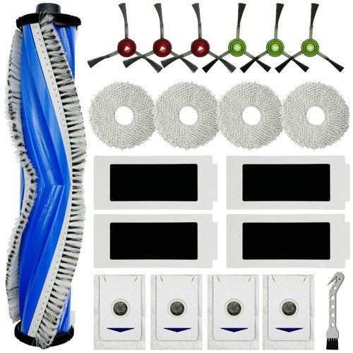 Accessories Kit for ECOVACS DEEBOT T30S / T30S Care / T30S AI Care/Yeedi M12 PRO+ Robot Vacuum Robot Vacuum and Mop, Main Brush, Side Brushes, HEPA Filters, Mop Pads, Dust Bags Replacement Parts