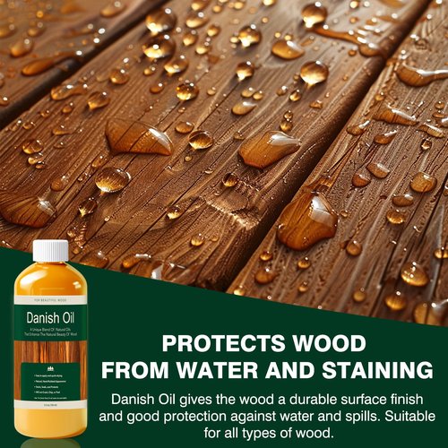 Danish Oil for Wood - Pure Polymerized Linseed Oil Wood Finish & Sealer - Ideal for Furniture, Butcher Blocks, Salad Bowls, & More - Restore & Protect, Fast Curing