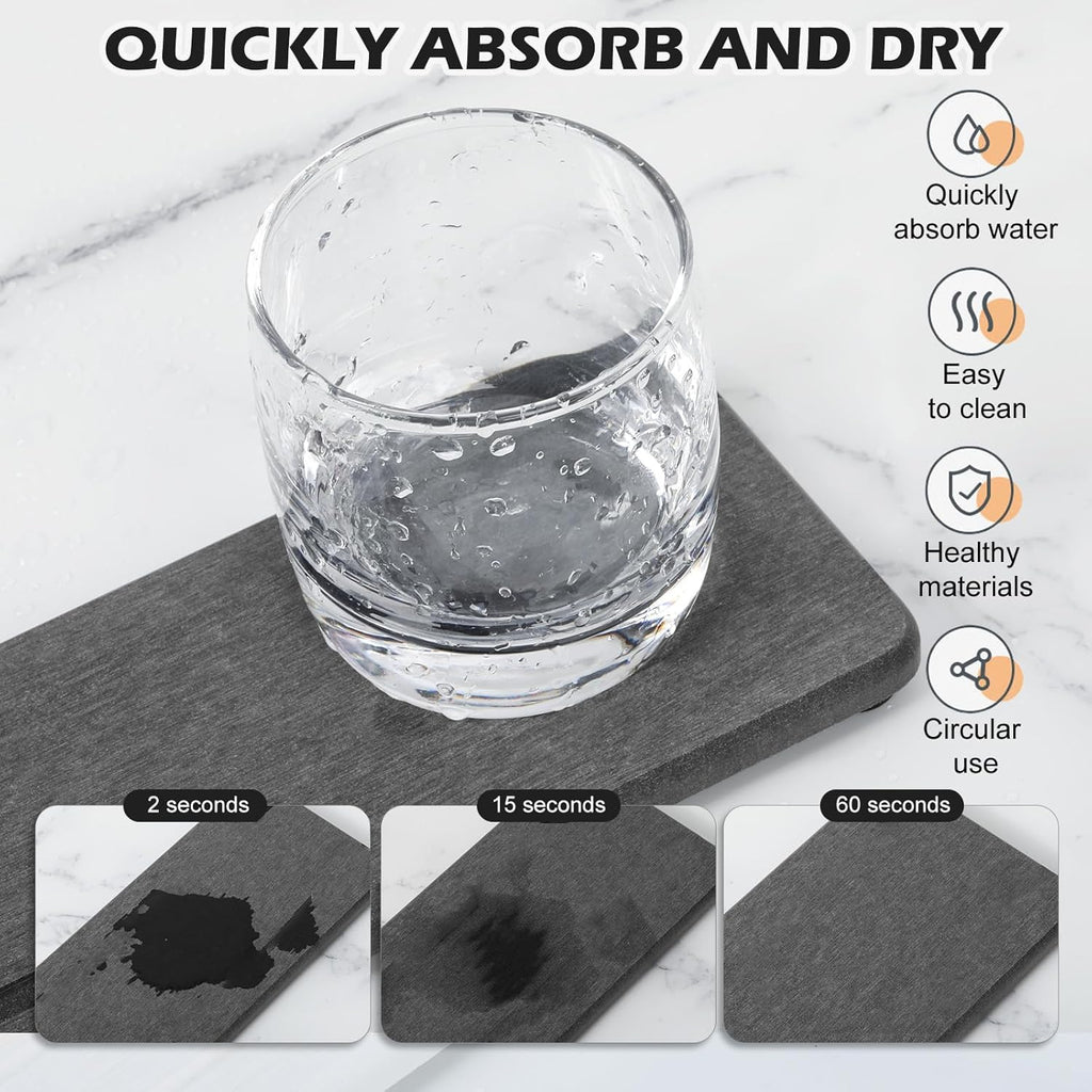 Skiennix Water Absorbing Stone Tray - Fast Drying Diatomite Coaster Set | 4PCS for Kitchen & Bathroom