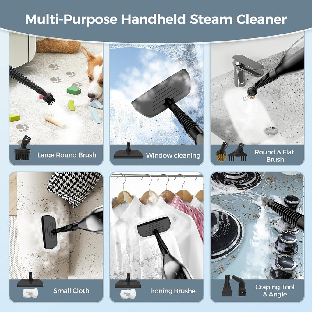 Skiennix 12-in-1 Steam Mop - Powerful Handheld Cleaner with 565ML Tank & 23FT Cable for Hardwood, Tile, Grout & Furniture