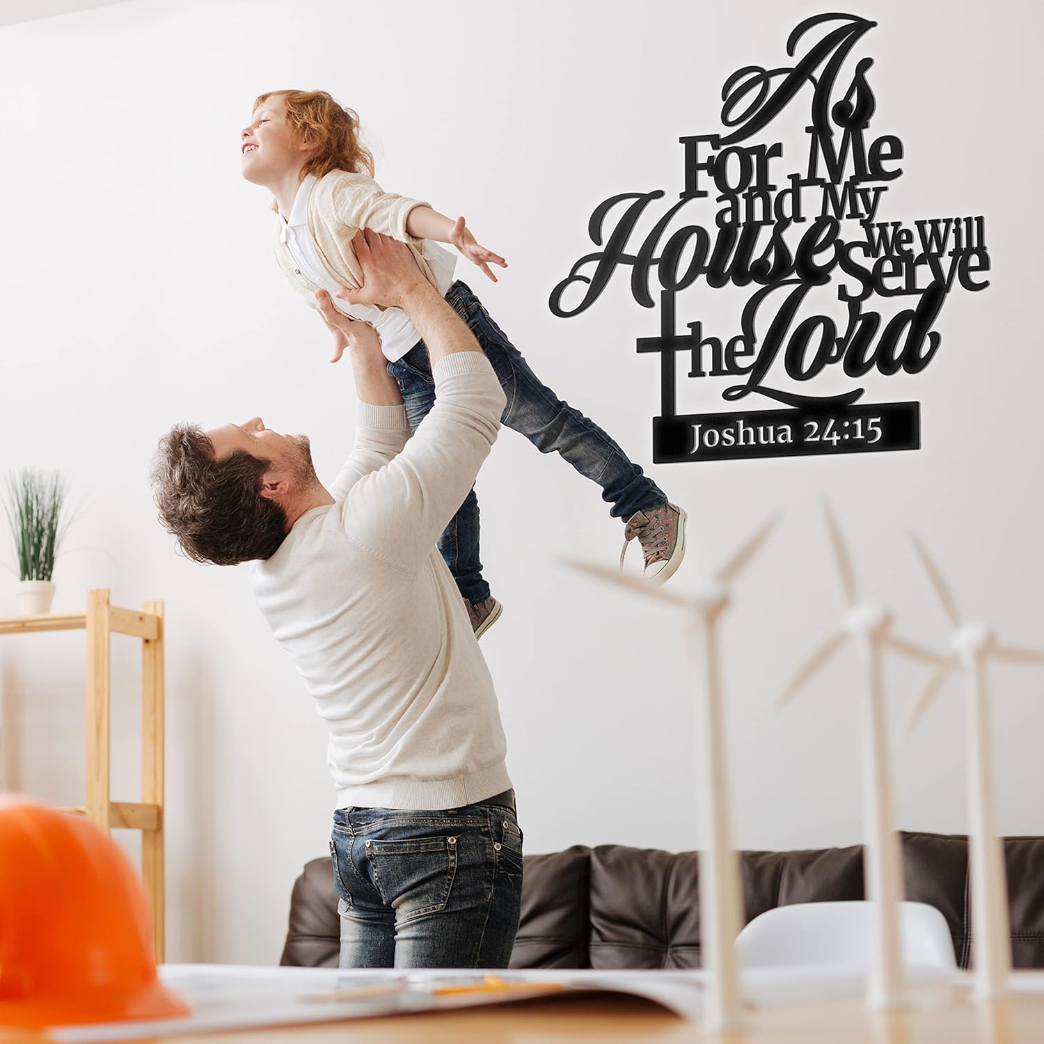 Vivegate Metal Bible Verse Wall Sign - "As For Me And My House" Christian Decor | Black 02