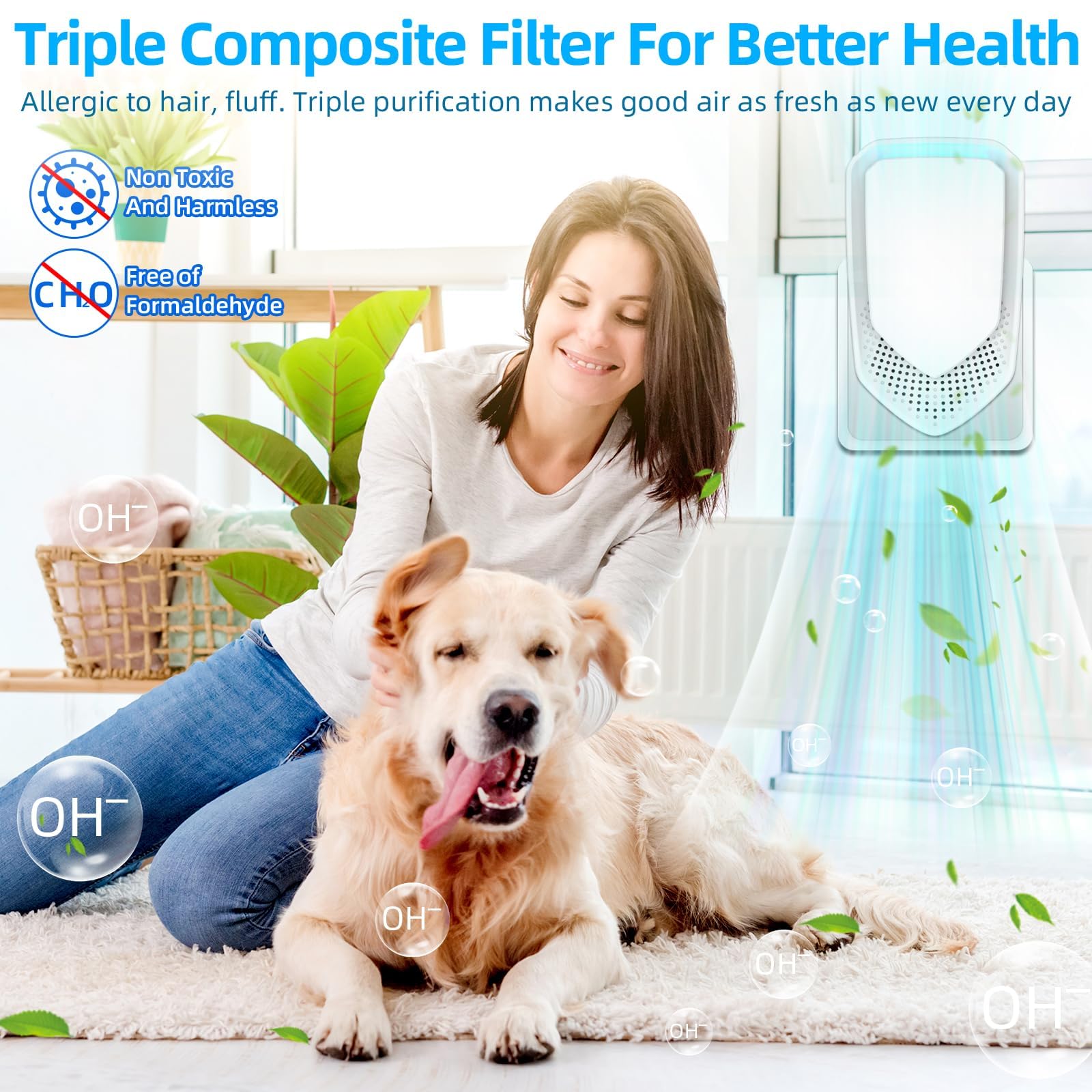 2026 Upgraded Air Ionizers for Home Negative Ion Air Purifier Plug In Quiet Air Ionizers for Dust Mites, Odor, Smoke Dust, Pets, Portable Air Cleaner for Bedroom, Kitchen, Office, 8 Pack