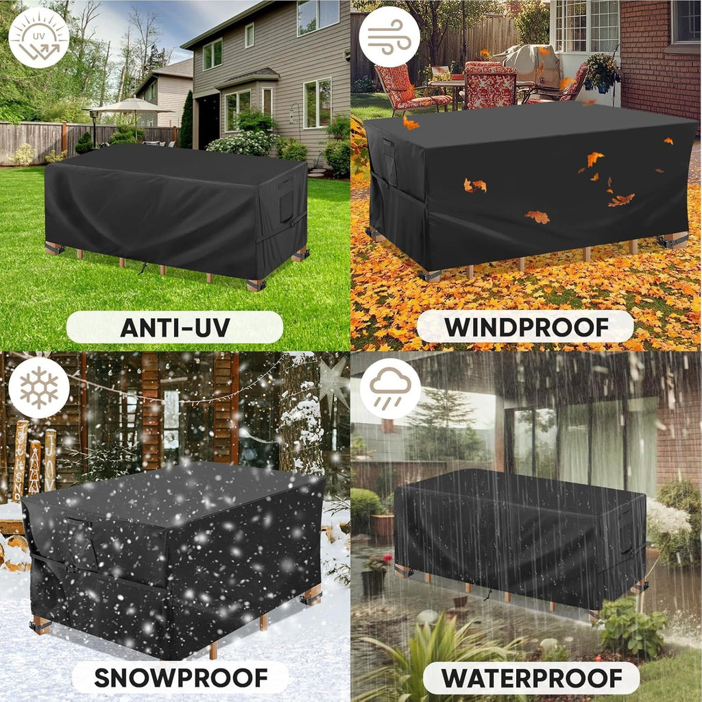 BALEINE Outdoor Furniture Covers - Heavy Duty Waterproof Oxford Table & Chair Cover | Black, 108"L x 82"W x 28"H