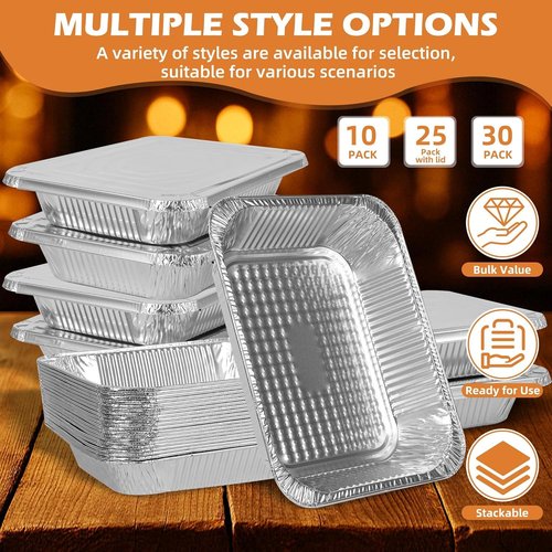Findful Aluminum Pans - Heavy-Duty 9x13 Foil Pans (30 Pack) for Cooking, Baking & Storing Food - Leak-Proof & Oven-Safe