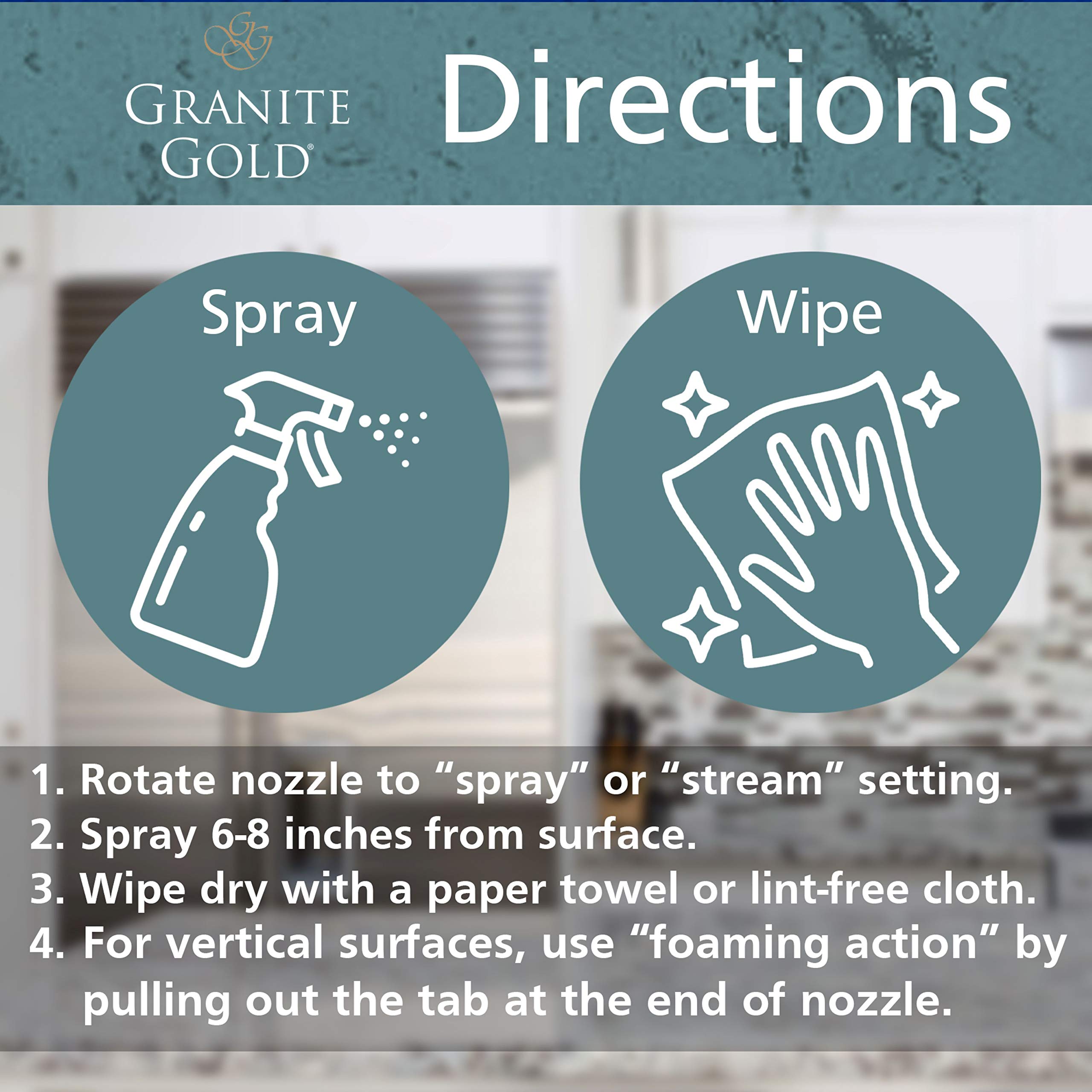Granite Gold All-Surface Cleaner Spray, Household Cleaning For Stainless Steel, Glass, Quartz, Marble Surfaces, 24 Fl Oz, 1 Count