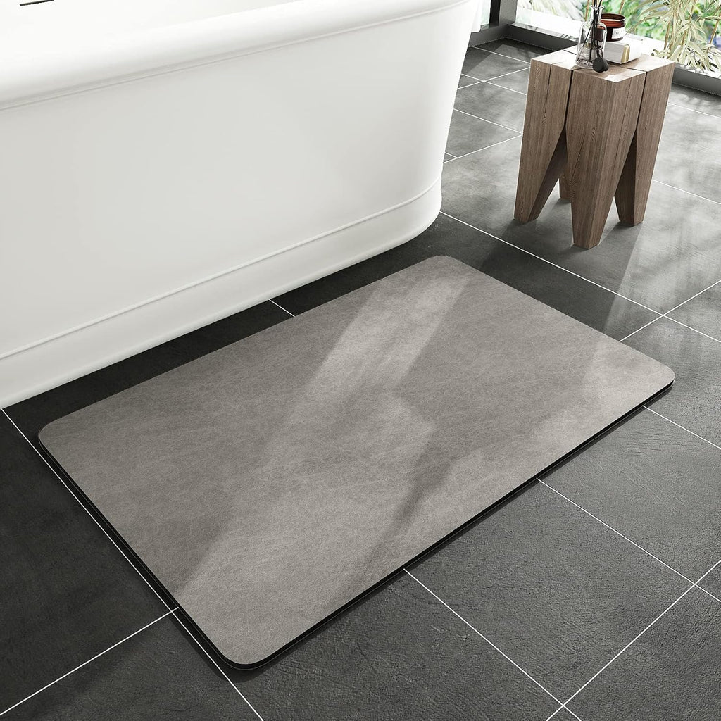MontVoo Bath Mat - Non-Slip Rubber Backing | Quick-Dry Faux Suede - Grey 16x24" Bathroom Rug