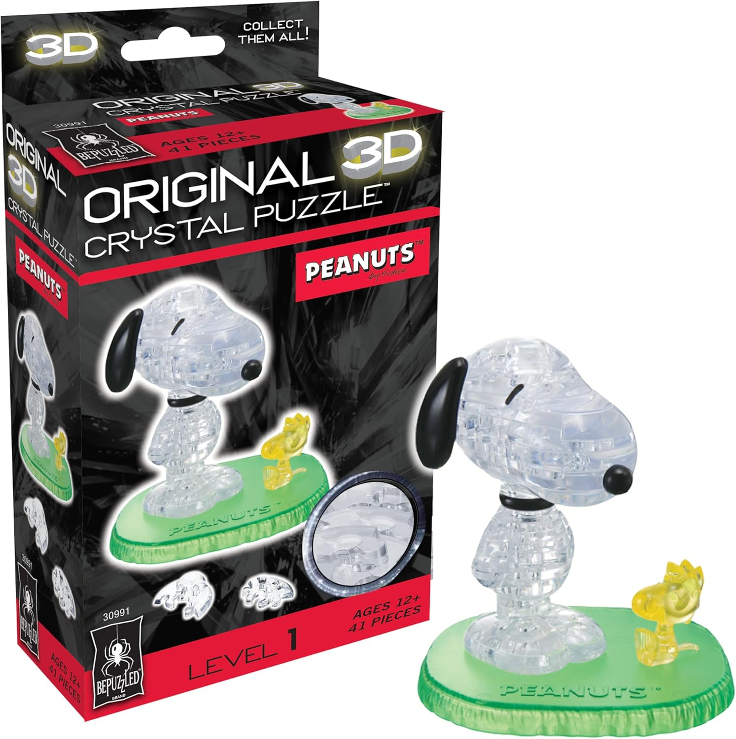 BePuzzled | Snoopy & Woodstock 3D Crystal Puzzle - Fun for Ages 12 and Up | Engaging Family Activity
