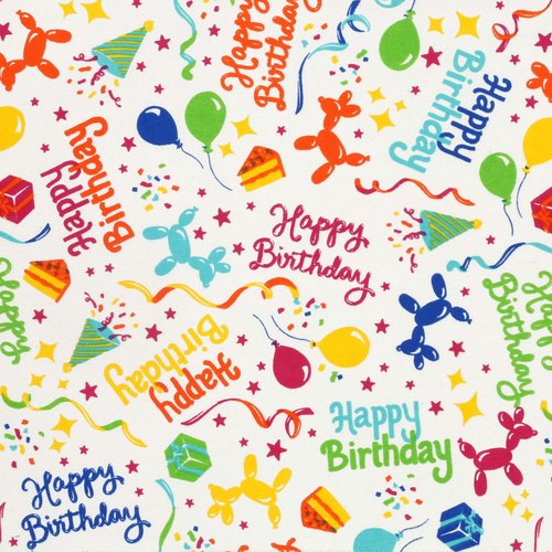 Cackleberry Home Happy Birthday Balloon Dogs Cotton Fabric Tablecloth, 60 x 144 Rectangular