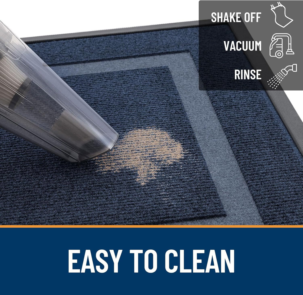 OLANLY Indoor Outdoor Front Door Mat - Waterproof, All-Weather, Easy Clean | 47x23, Blue, Sturdy Rubber