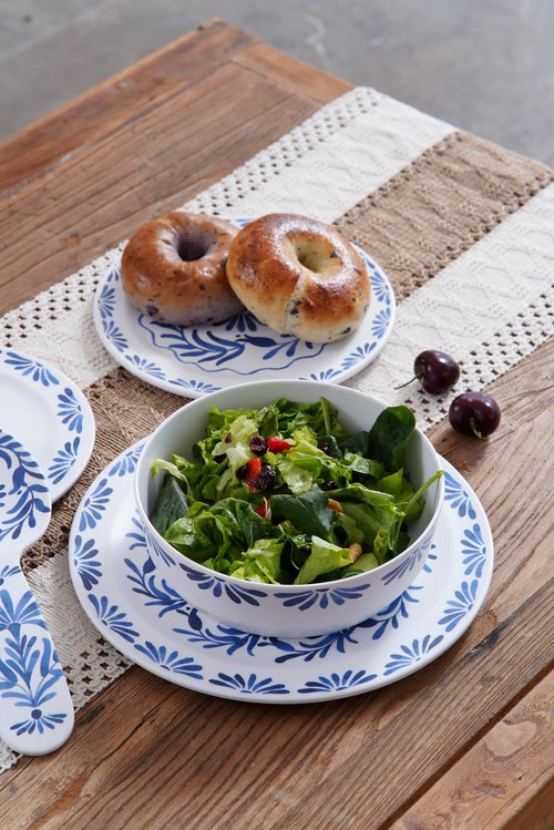Abode Homewares Azul 7.4'' Dinner Bowl Durable Melamine Indoor/Outdoor, Shatter-Resistant, and Dishwasher Safe Dinnerware for Salad, Soup or Snacks - Blue - Set of 6
