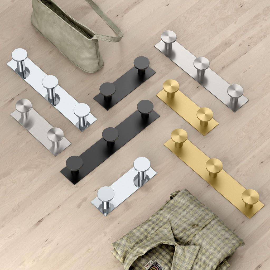 Gatco 1288 Glamour 3 Hook Triple Robe Hook, Wall Mounted Hook for Bathroom Towels, Robes & Coats, 11 Inch W, Chrome, Premium Brass