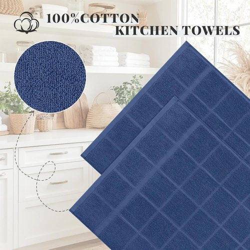 Homaxy Premium Kitchen Towels - Soft & Absorbent 380 GSM Cotton Dish Towels | 18"x28", Navy Blue, 6 Pack