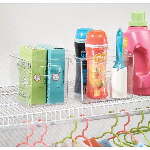 iDesign Fridge Bin with Handles, 2 Small and 2 Medium Bins, 4 Pack, Clear, Made in USA