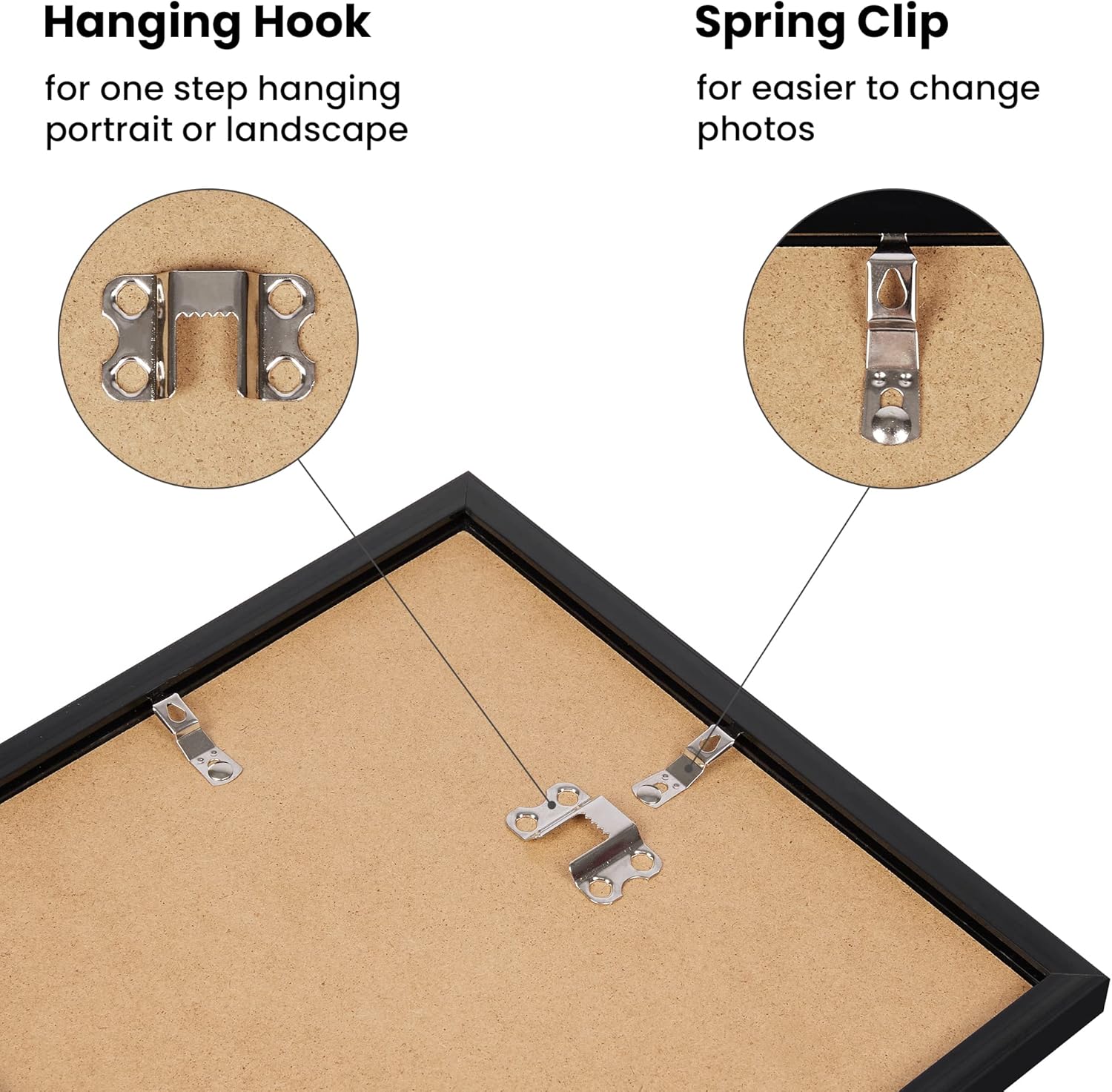Upsimples A4 Picture Frame Set of 5 - Display 6x8 Photos with Mat or 8.3x11.7 Without | Black Wall Gallery Frames