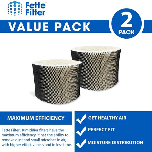 Fette Filter - HWF75 Replacement Wicking Filter Compatiable with Holmes Filter D HWF75 HWF75CS HWF75PDQ-U HF222 & Sunbeam Cool Mist Humidifier Models 3000 Series. Pack of 2