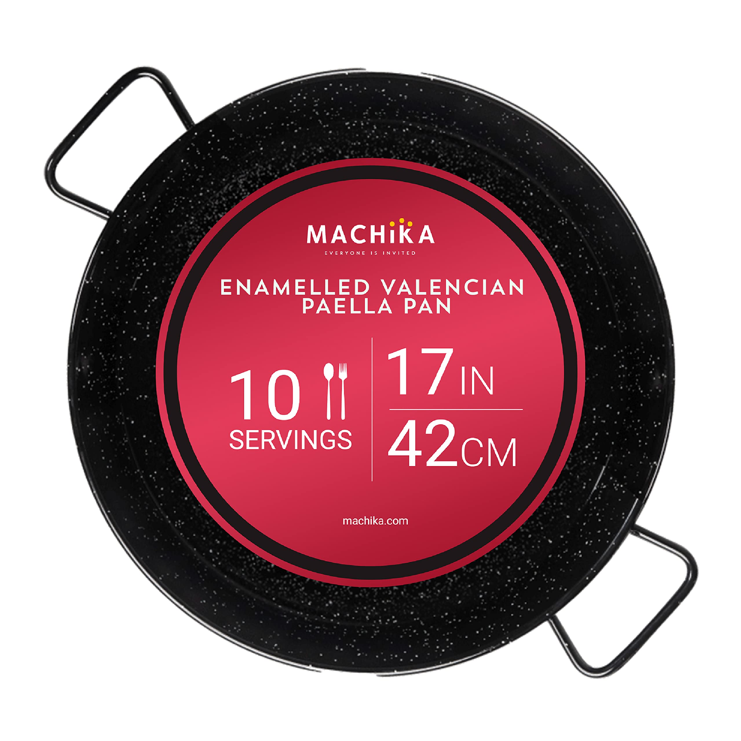 Machika Enamel Paella Pan | Paella Pan | Skillet for Paella and Rice Recipes | Perfect for Indoor & Outdoors | Easy Cleaning | Rust Proof Coating | 10 Servings | 17 inches |