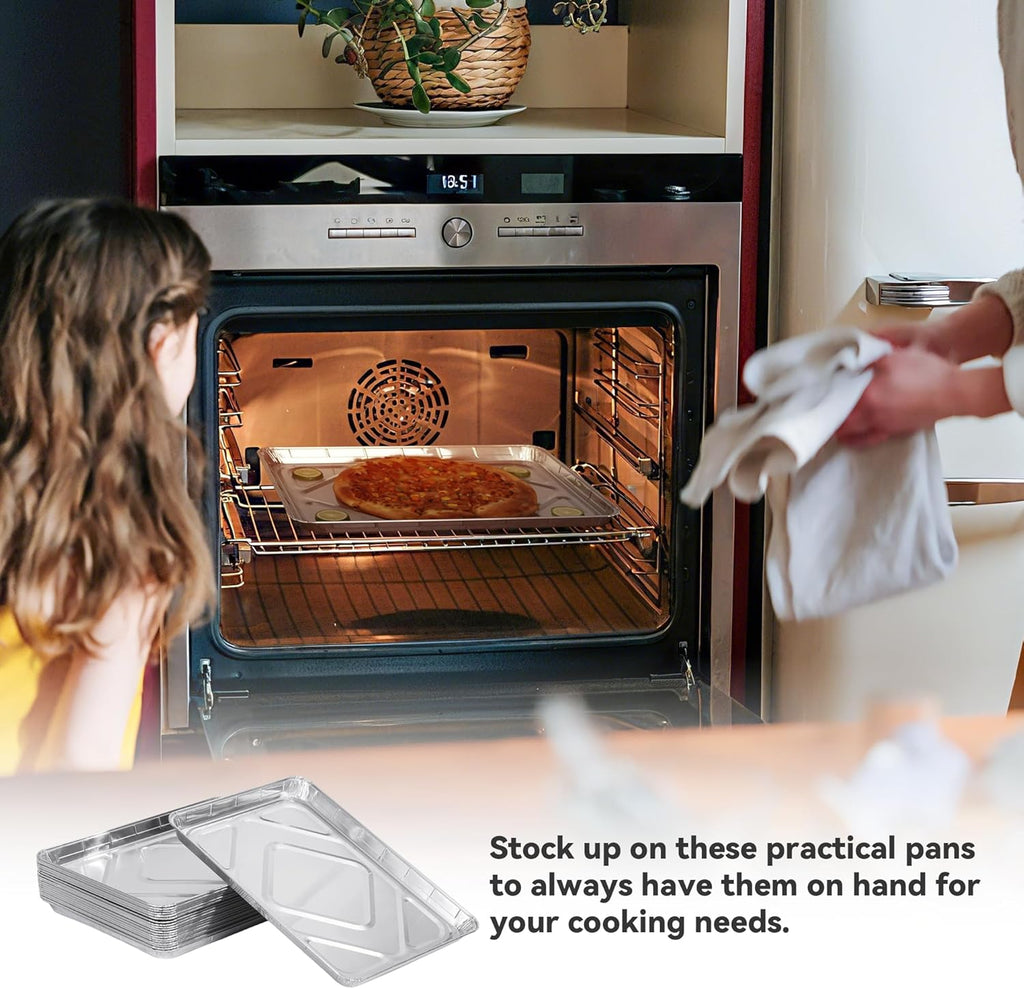 Aluminum Foil Pans - Disposable 1/2 Size Sheet Cookie Cake Trays | 17x13 Inch, 20 Pack for Baking & Grilling