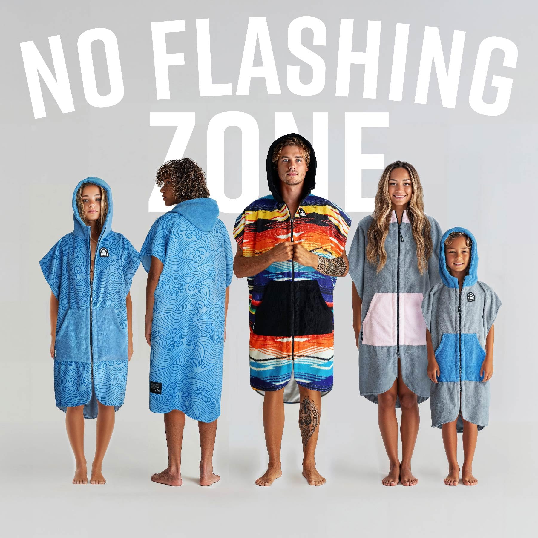 Pilotfish Surf Poncho Changing Robe Towel - Hooded, Zippered Towel Poncho for Beach, Surfing, Swimming | 2 Front Pockets, Machine Washable, (Mocha Serape, Large)