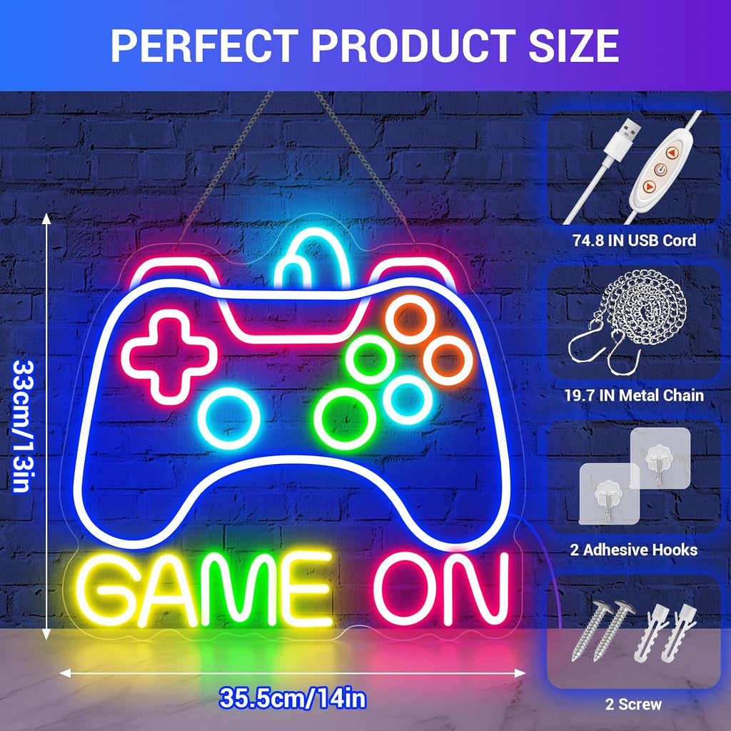 Skiennix Game On Neon LED Sign - Vibrant Gaming Wall Decor for Teen Bedrooms | Perfect Gamer Gift