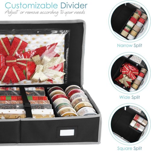 Hearth & Harbor Wrapping Paper Storage Container - Tear-Proof Organizer for Up to 22 Rolls | Christmas Gift Bag