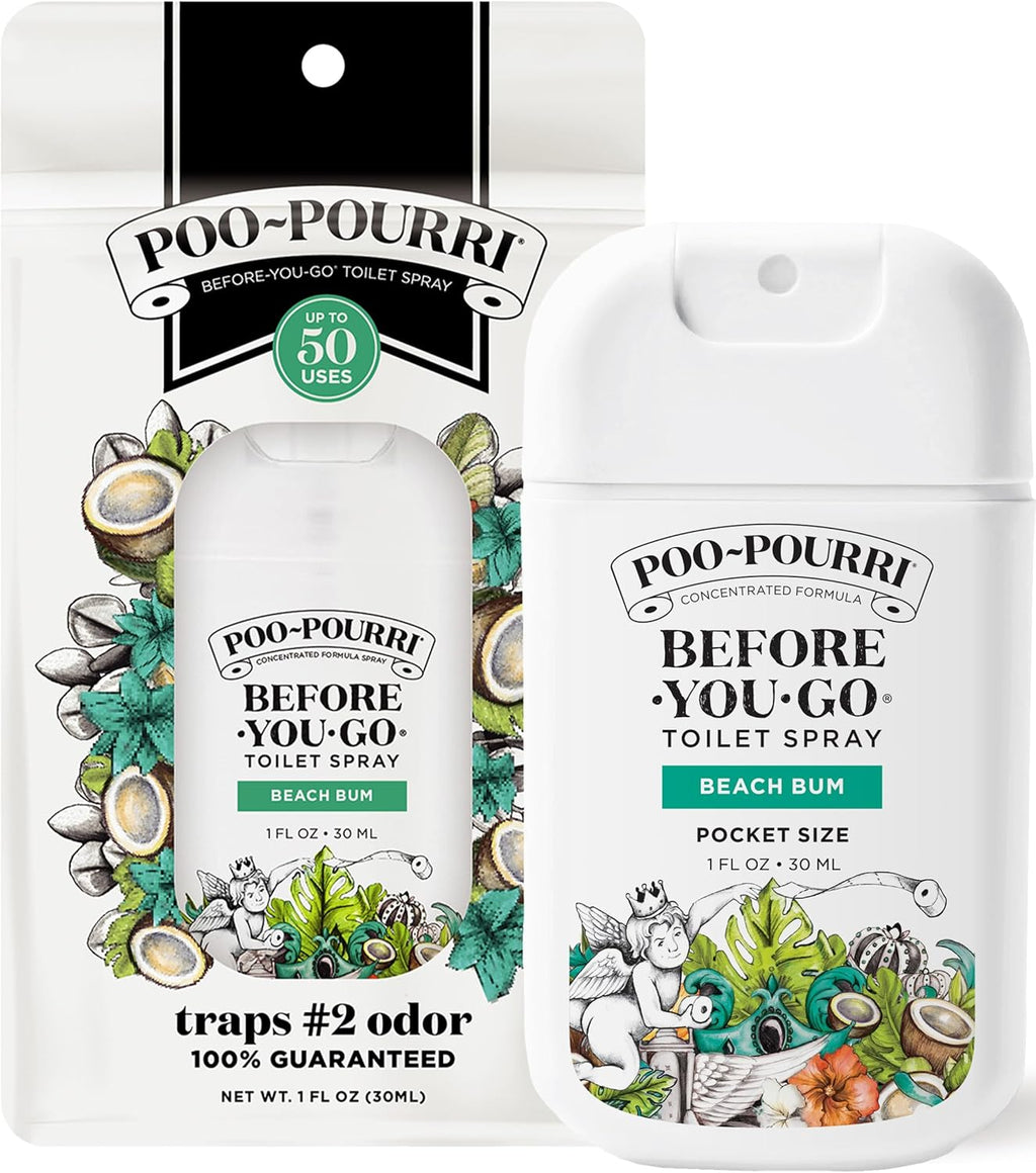 Poo-Pourri Pocket Toilet Spray - Beach Bum Scent | Travel Essential, 1 Fl Oz, TSA Approved, Up to 50 Uses