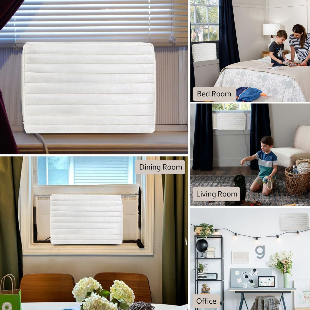 WNATN air Conditioner Cover Indoor,22x16x4.5Inches (L x H x D) air Conditioner Covers for Inside,ac Covers for Inside Double Insulation with Elastic Drawstring(White)