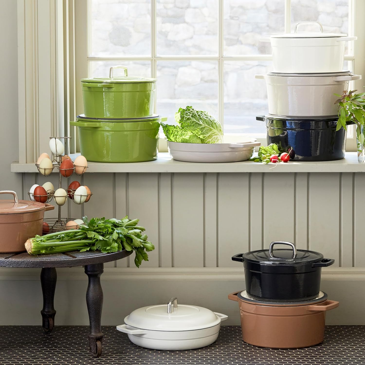 Martha by Martha Stewart 7 QT Enameled Cast Iron Dutch Oven with Lid - Bay Leaf Color