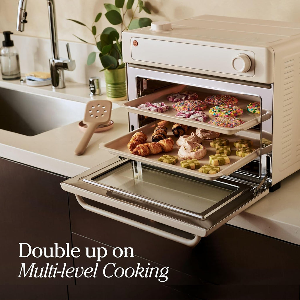 Our Place Wonder Oven - 6-in-1 Air Fryer & Toaster Oven with Steam Infusion | Nonstick Ceramic Bakeware Set (Round, Square & Muffin Pan)