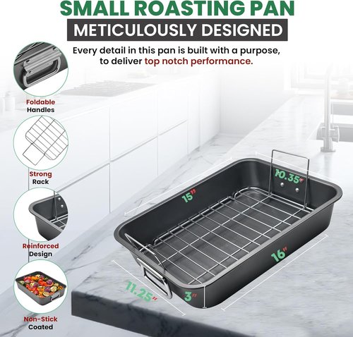 Large Lasagna Pan by [Brand Name] - Nonstick Casserole Dish for Easy Cleanup | 15” x 11” with Foldable Handles
