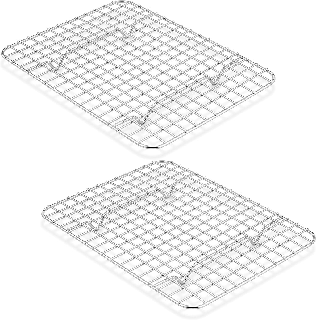 TeamFar Stainless Steel Cooling Racks - 2-Piece Heavy Duty Grid Wire Set for Baking & Roasting | 9.75’’ x 7.5’’