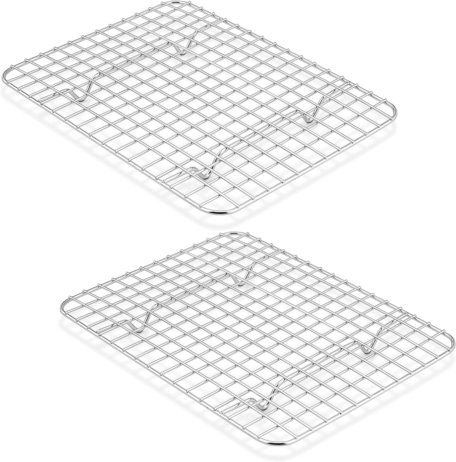TeamFar Stainless Steel Cooling Racks - 2-Piece Heavy Duty Grid Wire Set for Baking & Roasting | 9.75’’ x 7.5’’