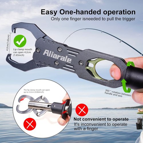 **Fish Lip Gripper | Professional Aluminium Alloy Fish Holder with 40 lb Weight Scale & 360° Rotation**