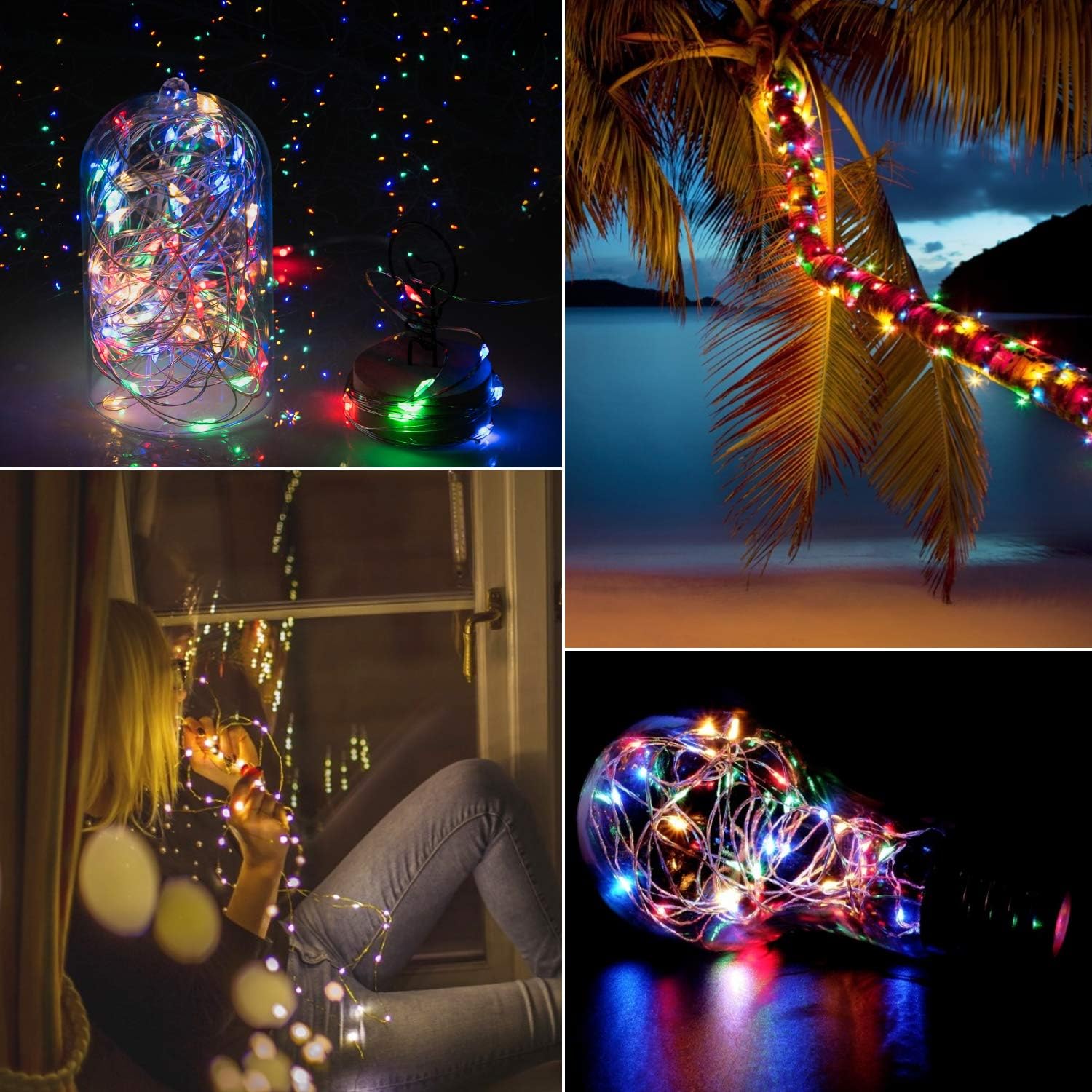 Skiennix 33Ft 100LED Outdoor String Lights - Waterproof Twinkle Fairy Lights with Remote | Multicolor, 2 Pack for Parties & Decor