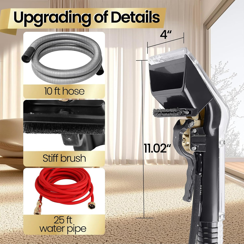 Skiennix Hard Bristle Brush Kit - Upgrade Your Shop Vac with 10FT Hose & 25FT Water Pipe | 2-Year Warranty