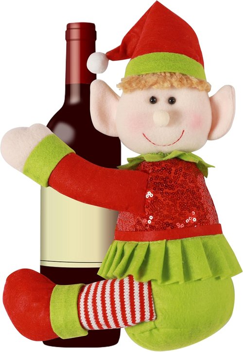 Elf | Plush Stuffed Elf Tree Topper - Unique Christmas Decorations in Red & Green for Holiday Cheer