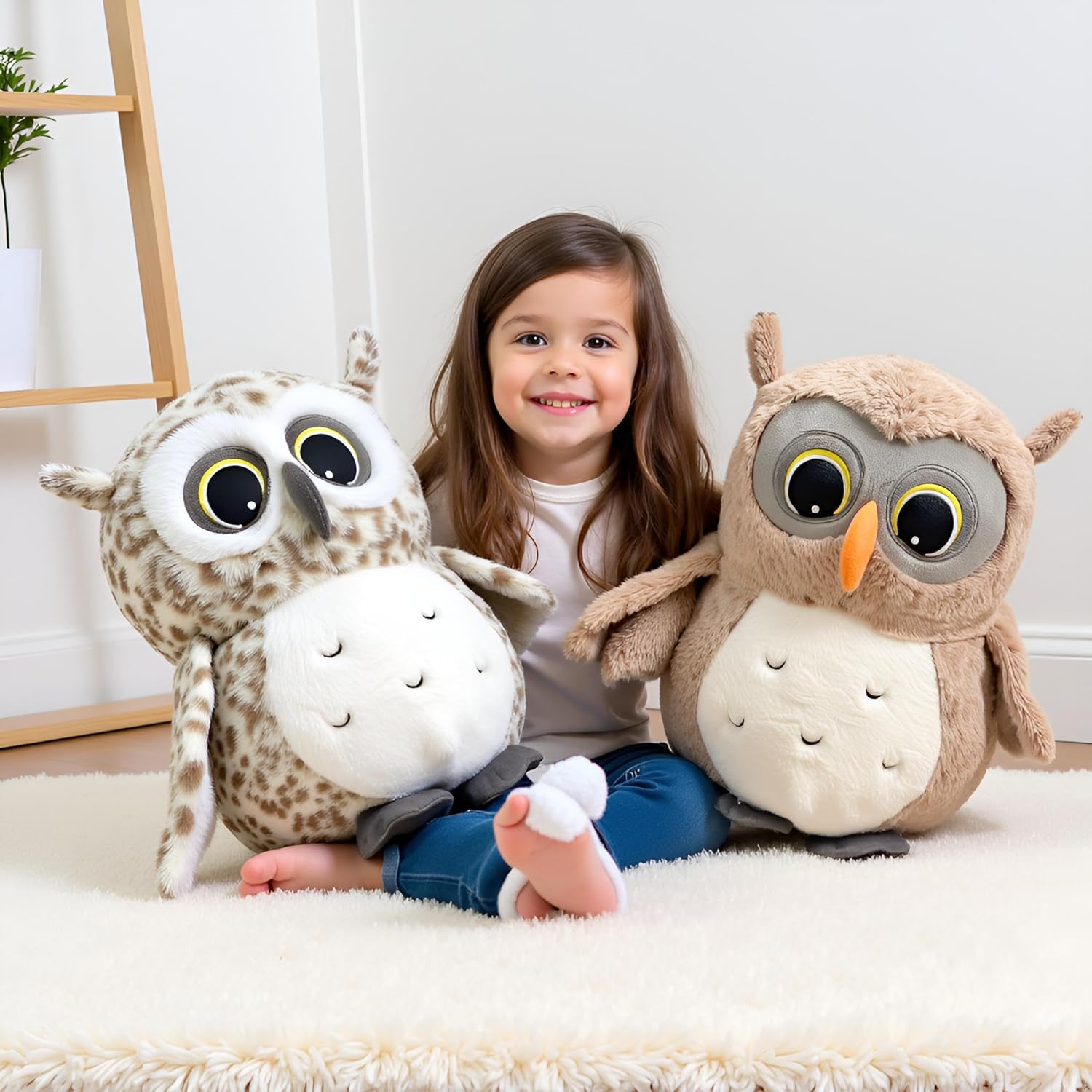 Ryttir Chubby Gray Owl Stuffed Animal - 15.7 Inch Plush Toy for Kids & Room Decor | Perfect Gift for Owl Lovers