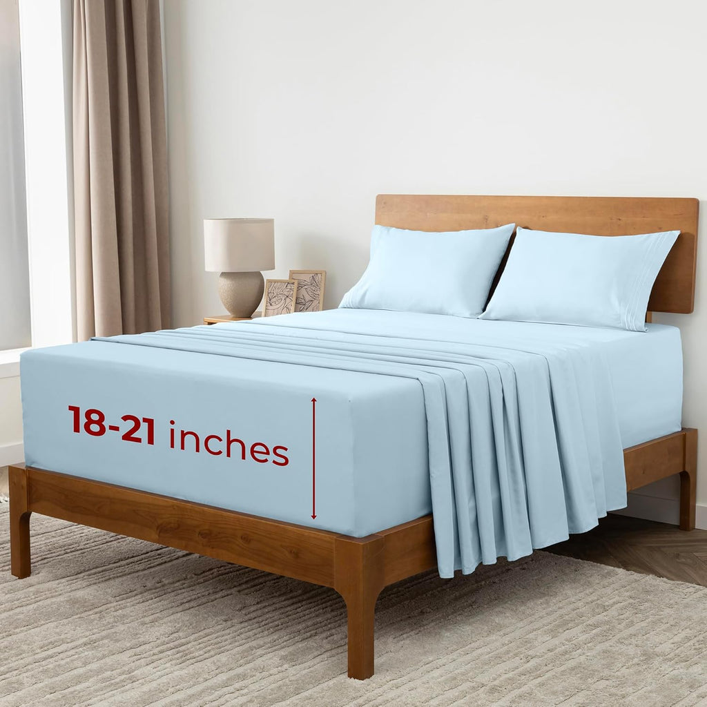 Mellanni Extra Deep California King Sheets - Hotel Luxury Ultra Soft Cooling Bedding - 4 PC Set, Aqua
