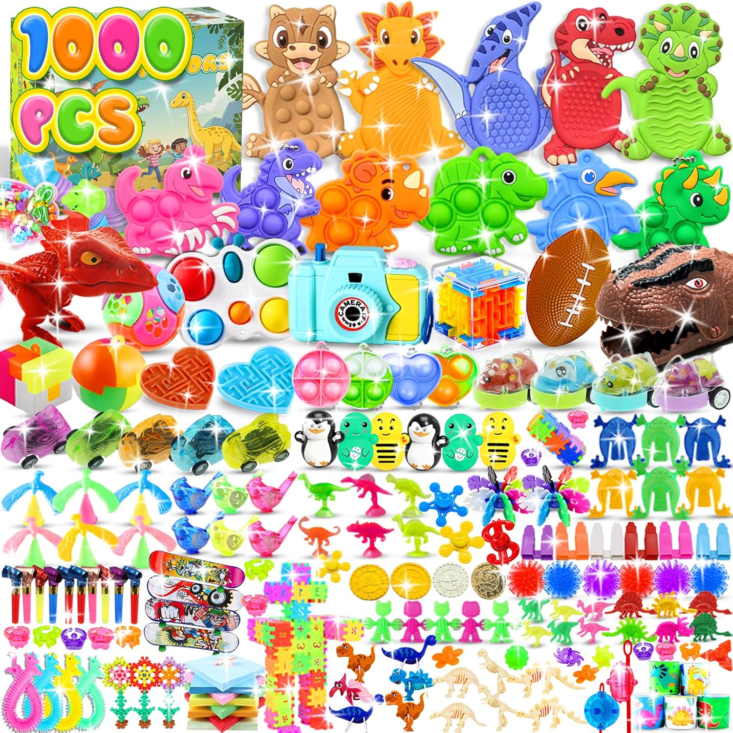 Skiennix Dinosaur Sensory Fidget Toys - 1000 PCS Bulk Party Favors for Kids | Perfect for Easter Egg Fillers & Classroom Prizes