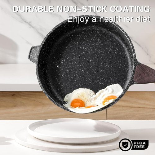 Kordisen Nonstick Deep Frying Pan - 12 Inch Large Skillet | 5 Qt Healthy Induction Cookware, PFOA Free